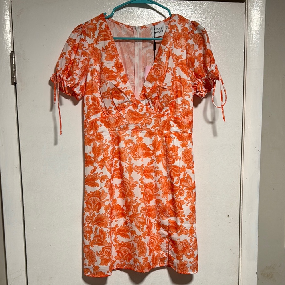Hello Molly Vibrant Orange Floral Dress